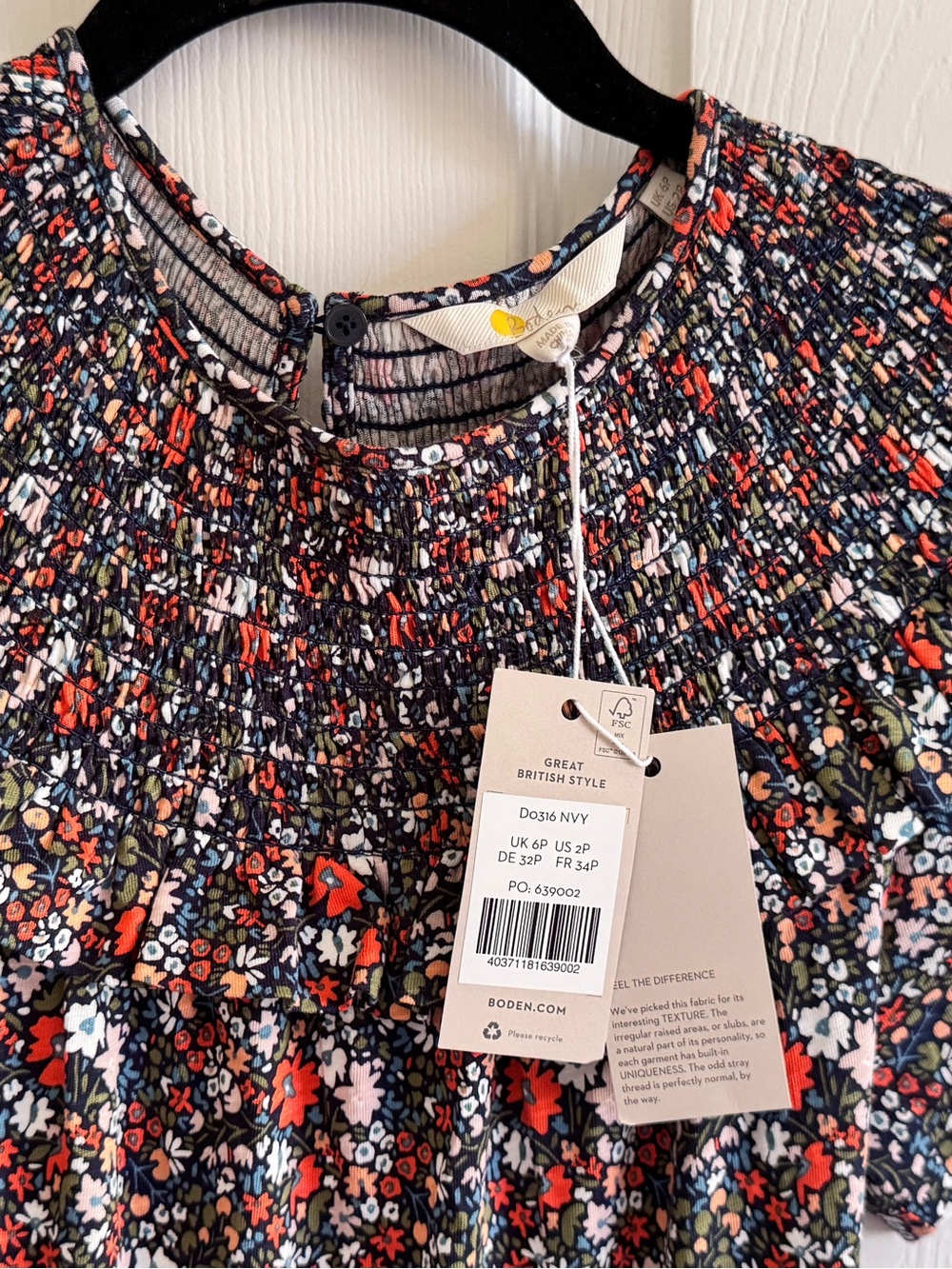Boden Yoke Floral Smocked Ruffle Midi Maxi Dress in Multicolor Flowers NWT sz2 - Picture 3 of 4